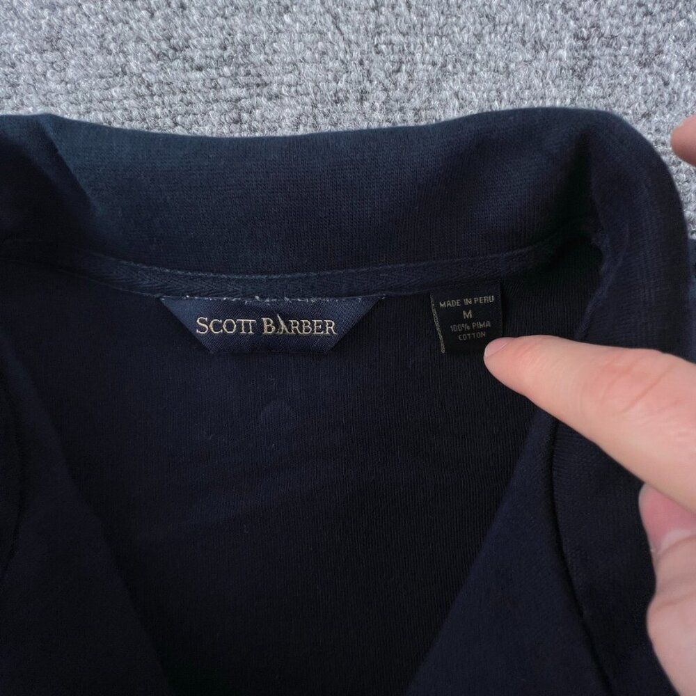 Scott Barber 1/4 Zip Sweater Mens Size Medium Blue Pullover Pima Cotton Adult - Picture 5 of 12